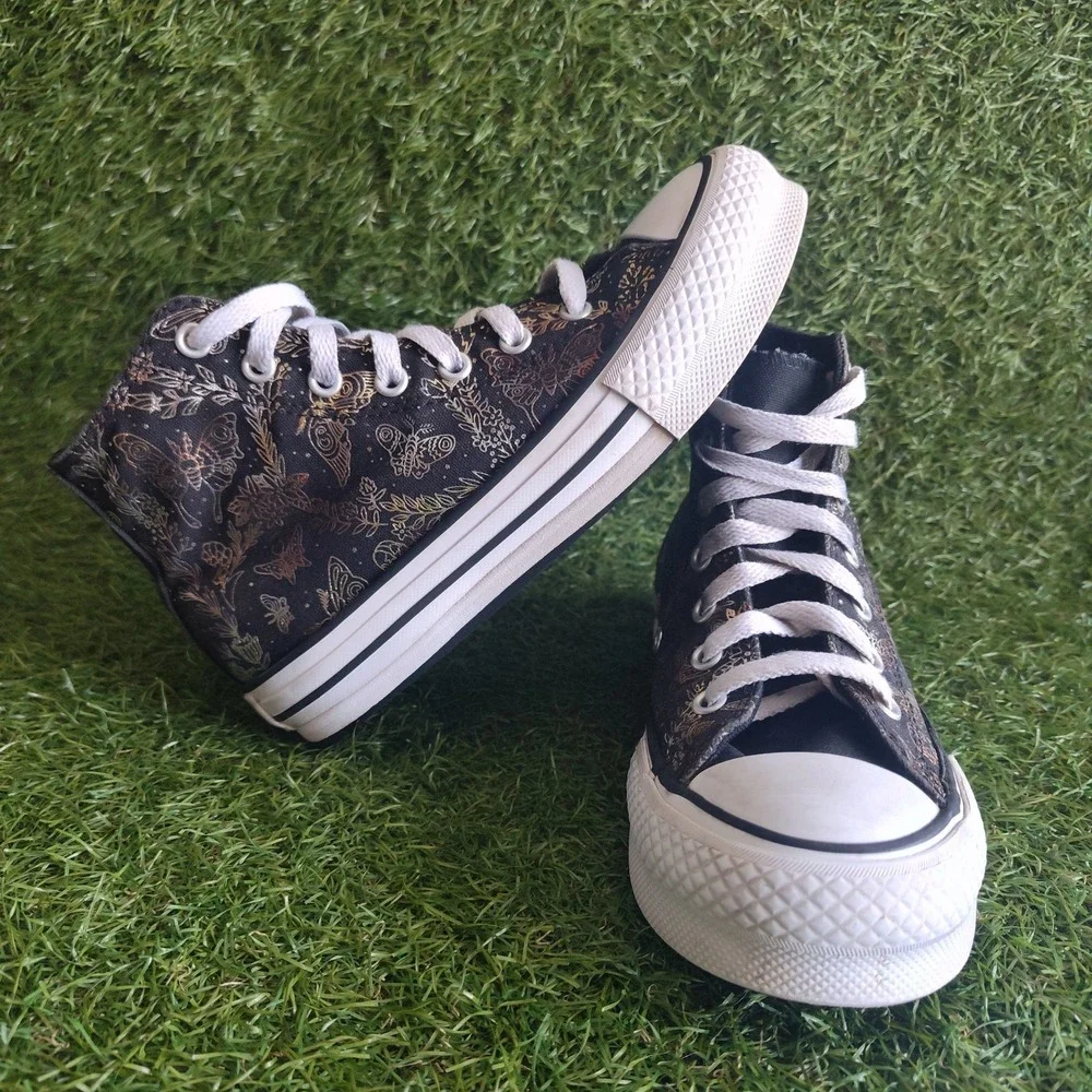 Converse Chuck Taylor Youth Shoes Size 2 Eva Lift Butterfly Shine Sneakers